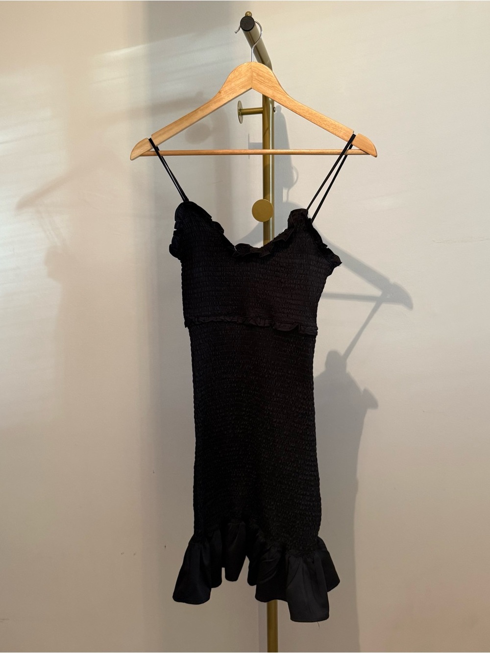 Dynamite Black Ruffle-Trim Smocked Ruffle Mini Dress Size XS